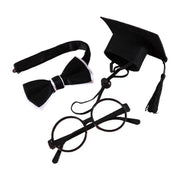 1 Set Pet Graduation Suit Adorable Adjustable with Tassel Felt Pet Cats Dogs Cosplay Hat Collar Glasses Set Pet Accessories